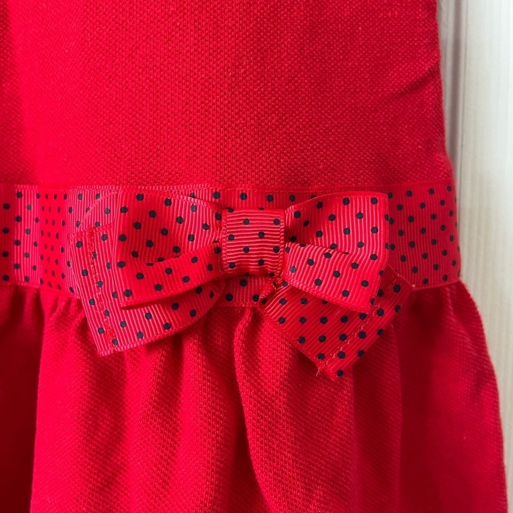 Girls Nautica 6x drop waist polo dress with polka dot ribbon, new without tags - Picture 4 of 9